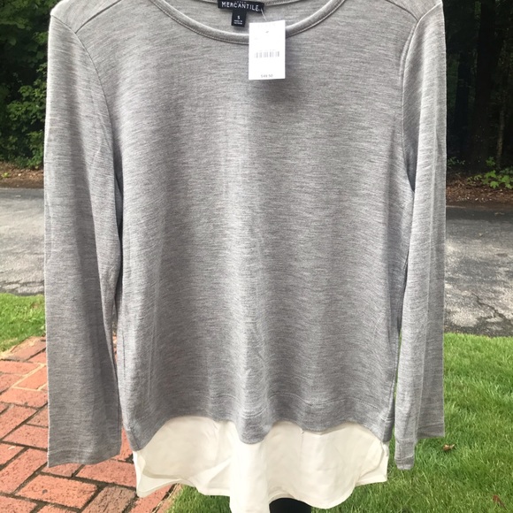 J Crew Woven Hem Shirt 3/4 sleeve NWT Small - Picture 2 of 4